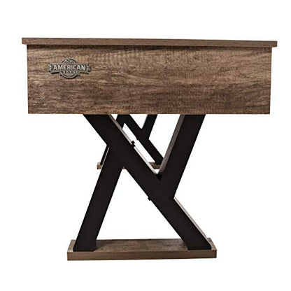 American Legend Kirkwood 9’ Shuffleboard Table with LED Rails, Bowling Game Set, Rustic Wood Finish & Accessories Included
