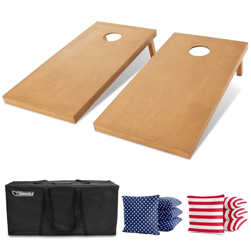 GoSports 4 ft x 2 ft Regulation Size Wooden Cornhole Boards Set with Light Brown Finish - Includes Carrying Case (Choose Your Colors) - color: American Stars & Stripes