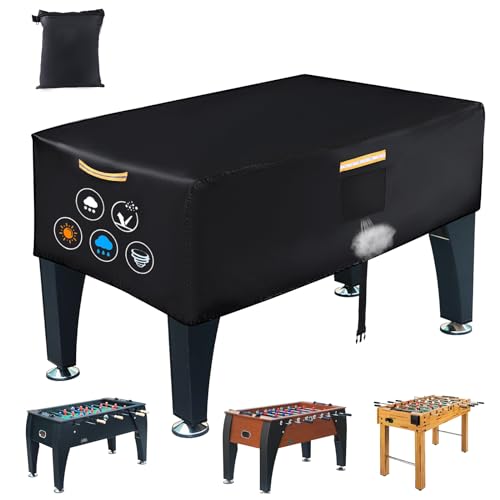 Foosball Table Cover,Heavy Duty 420D Foosball Table Covers Outdoor Waterproof,Soccer Table Cover with Windproof Buckle,4 Reflective Strip Handles,Universal Cover for Foosball Table and Game Soccer