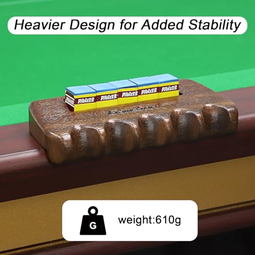 Weighted wooden 5-Cue pool cue stick holder, billiard cue stick holder, chalk holde