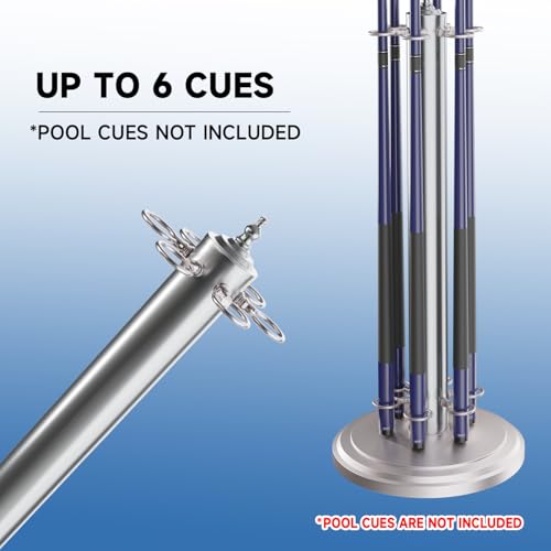 GSE Games & Sports Expert Stand-Style Metal Billiard Pool Cue Rack, Holds 6 Pool Cue Sticks (Several Colors Available) - color: Brushed Nickel