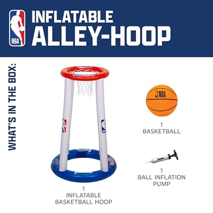 Franklin Sports NBA Alley-Hoop Kids Inflatable Toy Basketball Hoop Set - Indoor + Outdoor Mini Inflatable Hoop + Basketball Set for Kids Ages 3+ - Boys + Girls Basketball Toy - 48" Inches