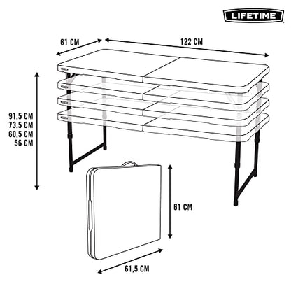 LIFETIME Fold-in-Half Adjustable Folding Table, 4 Foot