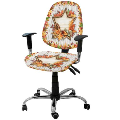 Savannan Office Chair Cover, Fall Orange Maple Leaf Thanksgiving Berry Protective Stretch Elastic Universal Cover for Desk Task Chair,Computer Rotating Chair 1 Pcs Farm Wood Board