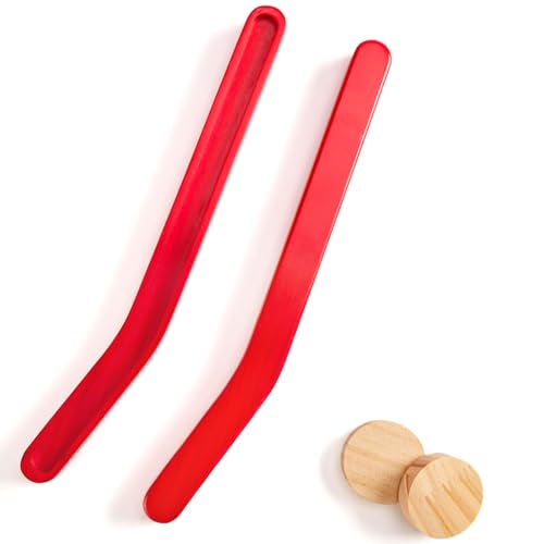 2 Sets Wooden Replacement Hockey Sticks and Pucks for Classic Wooden Tabletop Games Hockey Games Equipment Set Extra Accessories for Kids Children Adults Family - color: Red