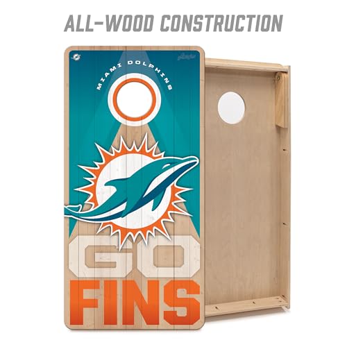 YouTheFan NFL 2' x 4' Slogan Series Professional Wood Cornhole Game - color: Miami Dolphins