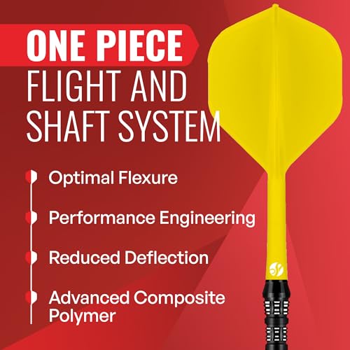 Shot! Darts Flight Deck One Piece Dart Flight and Shaft System, Reduced Deflections, Standard Shaped Flight (350 Micron) Available in Set of 3 - color: Yellow, size: Medium