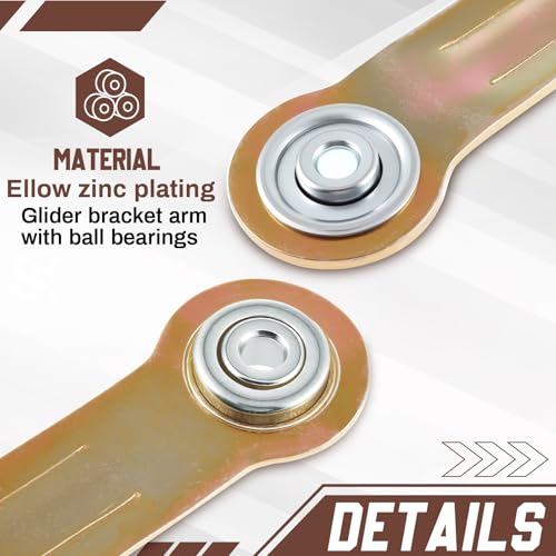MorningRo 8 Pack Glider Bearing Arm Bracket Patio Glider Parts Replacement Hardware Rocker Parts, Bracket Hardware-9" Length, 7-1/2" Between Mounting Holes and Bolt Hole Diameter 1/4" (Coppery) - color: Coppery