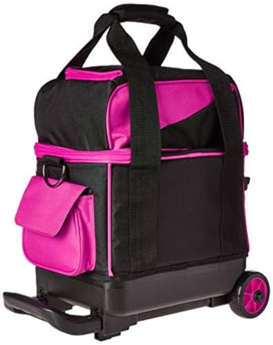 BSI Dash Roller Bowling Bag with Smooth Rolling Wheels, Padded Ball Compartment, Retractable Locking Handle, & Shoe Pocket - color: Black/Pink/Gray, style: Single