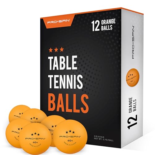 PRO-SPIN Ping Pong Balls - 3-Star Premium Orange Table Tennis Balls | High-Performance 40+ ABS Professional Quality | Ultimate Durability for Indoor & Outdoor Ping Pong Tables - color: Pack of 12