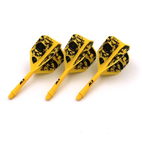 CUESOUL ROST Integrated Dart Shaft and Dart Flight Standard/Slim/Diamond/Big Wing/Tear/Diamond - color: 33mm-Big Wing Shape-Yellow Skull