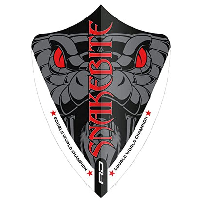 RED DRAGON - Peter Wright Snakebite Hardcore Ionic Dart Flights - Freestyle Replacement Flights - Stable Flight, Reduced Drag - Extra-Thick 100 Micron Flights - 3 Sets x 9 Flights - Grey