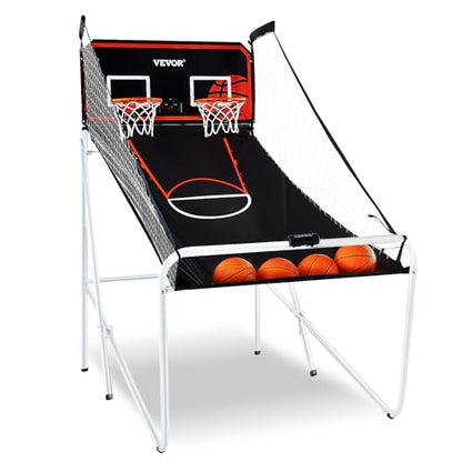 VEVOR Basketball Arcade Game Indoor, 2 Player Indoor Basketball Game, Home Dual Sport with 8 Game Modes, Electronic Scoreboard, and Inflation Pump,Adults - style: Foldable & 4 Balls