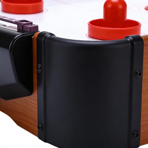 Table Air Hockey Game - Portable Wooden Mini Trampoline Game Tabletop Fun | Compact Air Hockey Desk for Adults, Family & Kids | Birthday Christmas New Year Parties for