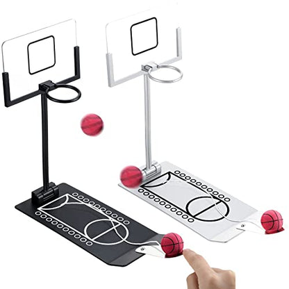 Deekin 2 Set Mini Desktop Basketball Game Toy Metal Tabletop Basketball Hoop Games Desk Toy Employee Appreciation Gifts for Office for Adult Fun Sports Novelty Gag Birthday Gifts Back to School