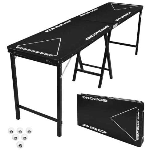 GoPong PRO 8 Foot Premium Beer Pong Table - Heavy-Duty (Black, 36-Inch Tall)