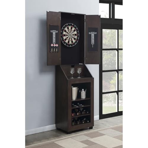 HomeStock Dartboard Cabinet with Storage - Game Room Cabinet, Wine Rack, Dart Accessories