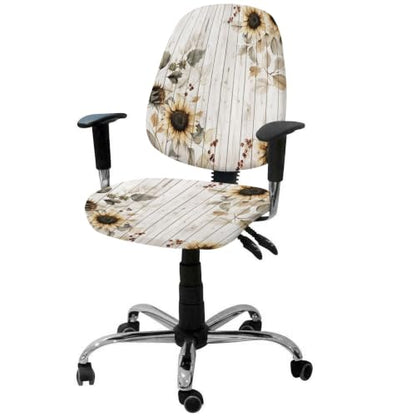 Savannan Office Chair Cover, Rustic Sunflower Autumn Leaves Protective Stretch Elastic Universal Cover for Desk Task Chair,Computer Rotating Chair 1 Pcs Berry on Retro Wood Grain