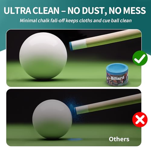 Pool Cue Chalk 1 Pack, Premium Round Pool Stick Chalk Billiard Table Accessories for Professional Tournament, Clubs, Bars, Home (Outstanding Performance, Reduce Miscue, Durable)- Blue - color: Blue-1 Pack