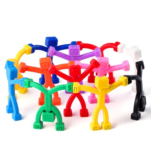 12 pcs Magnetic Travel Toys for Kids, Creative, Portable and Educational, Magnetic-People-Magnet-Men: Cute Robot & Funny Magnets, Small Fidget Toys for Classroom Prizes, Easter Egg Stuffers, Office - color: Magnet Robot [Solid], size: 12pcs