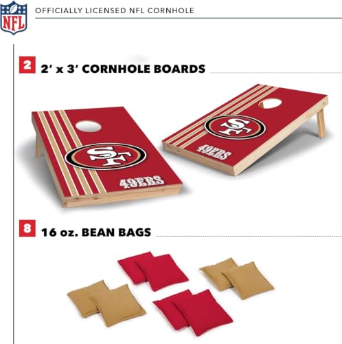 NFL 2' x 3' Solid Wood Cornhole Set with Direct Print HD Team Graphics – Great Gift for Any Football Fan! Bean Bag Toss Family Outdoor Games