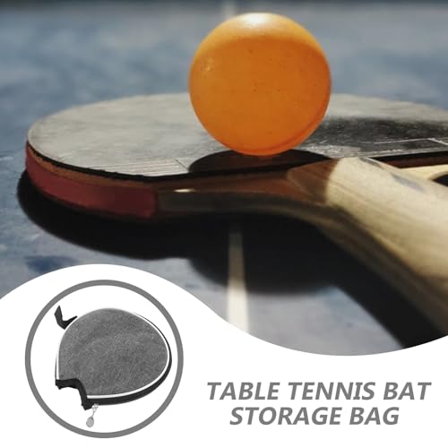 PRETYZOOM Table Tennis Paddle Case Gray Half-moon Protective Storage Bag Portable Organizer for Ping Pong Rackets and Balls