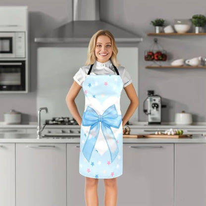 Manfei Blue Bowknot Kids Kitchen Apron - color: Colorful