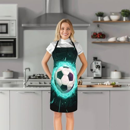 Manfei Volleyball Kids Kitchen Apron - color: Black Teal