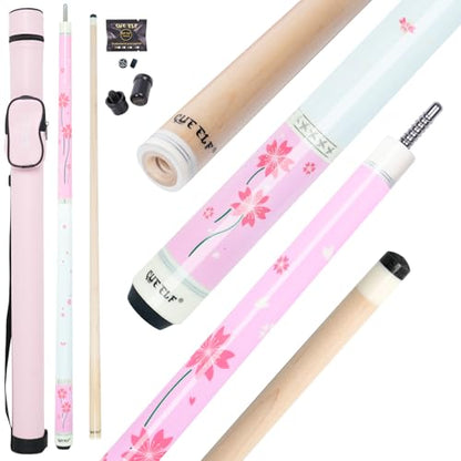 CUEELF Pink Pool Cue Stick 58inches Canadian Maple Billiard Cue Sticks Professional Pool Stick Gifts for Women and Ladies - color: Pink Flower, size: 20 oz