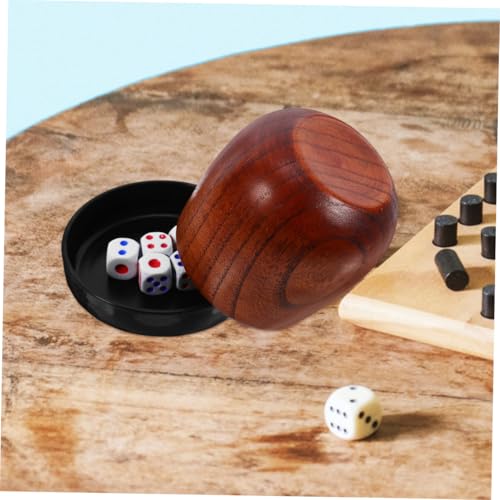 LIOOBO 1set Professional Dice Cup Set Cover and Dice Compact for Parties and Games Lightweight Wooden Design for Indoor and Outdoor Activities