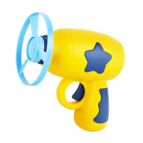Berry President Flying Saucer Toy, Flying Disc Launch Playset with Rotating Flash Light, Indoor Outdoor Twist Shoot Toy for Kids Aged 3 Years Old & Up (Yellow) - color: Yellow