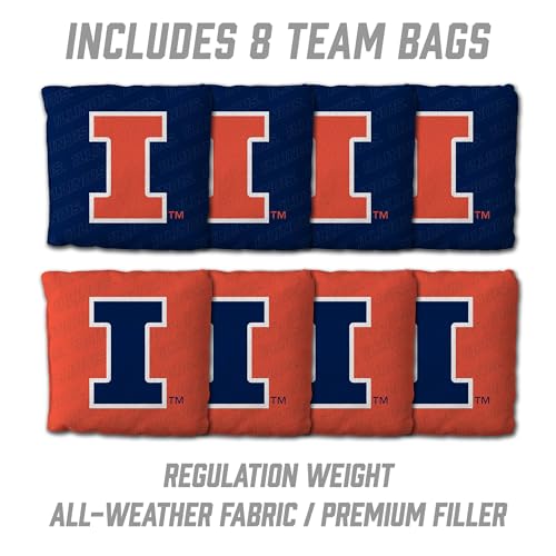 YouTheFan NCAA 2' x 4' Slogan Series Professional Wood Cornhole Game with Logo Bags - color: Illinois Fighting Illini