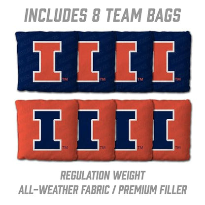 YouTheFan NCAA 2' x 4' Slogan Series Professional Wood Cornhole Game with Logo Bags - color: Illinois Fighting Illini