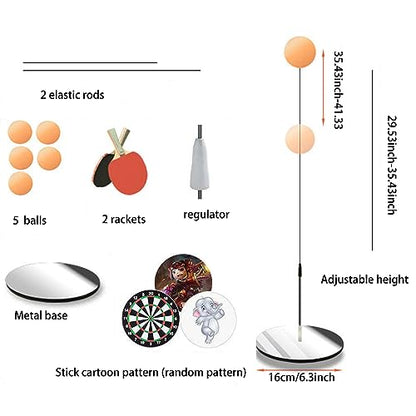 Table Tennis Self-Training Trainer With Elastic Soft Shaft - Portable for Indoor Or Outdoor Use - Training Device Practice Ball Bulk for Children Adult