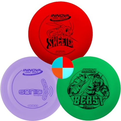 Innova Disc Golf DX 3 Disc Set | Driver, Midrange, Putter | Beast, Skeeter, Sonic + G3T Blank top mini