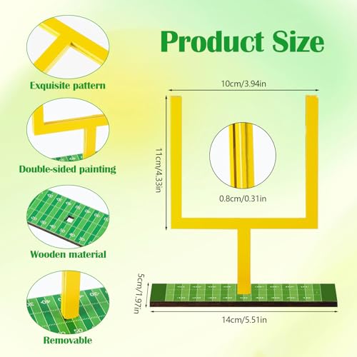 Football Goal Post Table Decoration with Bases,6PCS Field Goal Post Centerpieces for Table,4.33x3.94in Wooden Photo Frame for Table Centerpieces with Base for Fans Club Birthday Supplies