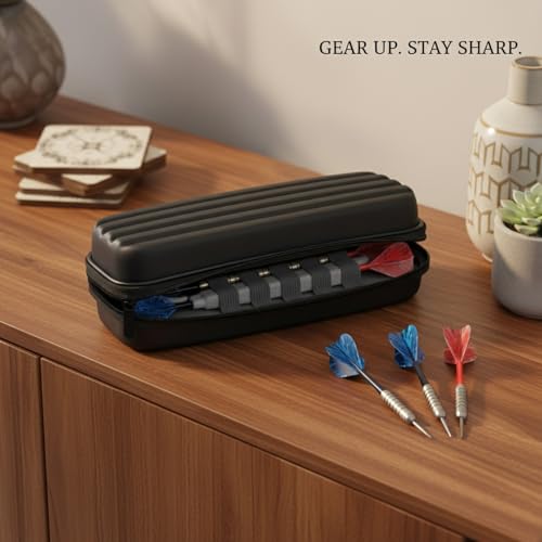 Hard Shell Dart Case for 6 Darts, Protective EVA Carrying Wallet with Fabric Exterior, Compact Storage for Steel or Soft Tip Darts