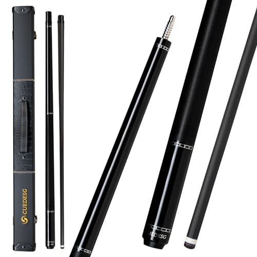 Carbon Fiber Pool Cue Stick 10.5mm/11.8mm/12.5mm,Low Deflection Pool Stick with Rare Wood Butt,Professional Cue Stick with Box Case - color: Ebony_Linen Wrap_12.5mm