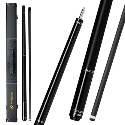 Carbon Fiber Pool Cue Stick 10.5mm/11.8mm/12.5mm,Low Deflection Pool Stick with Rare Wood Butt,Professional Cue Stick with Box Case - color: Ebony_Linen Wrap_12.5mm