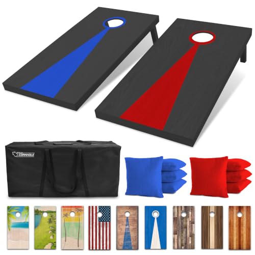 GoSports 4 x 2 ft Regulation Size Wood Cornhole Boards - 10 Vintage Wood Designs (Choose Your Style) - color: Dark