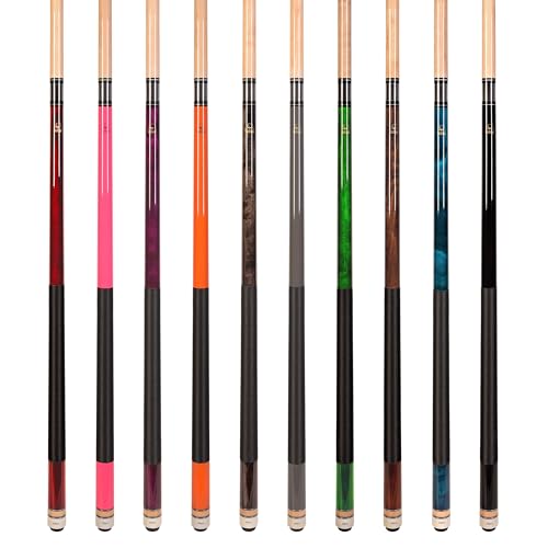 Set of Aska L2 Billiard Pool Cue Sticks, 58" Hard Rock Canadian Maple, 5/16x18 Joint, 13mm Hard Tip, Mixed Weights - style: Set of Ten Sticks
