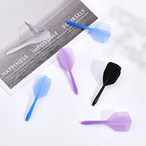 CHGCRAFT 12Pcs 4 Colors Integrated Dart Flight and Shafts Plastic Dart Flights Shaft 2BA Integrated Dart and Flights Plastic Soft Standard Shape One Piece Accessory