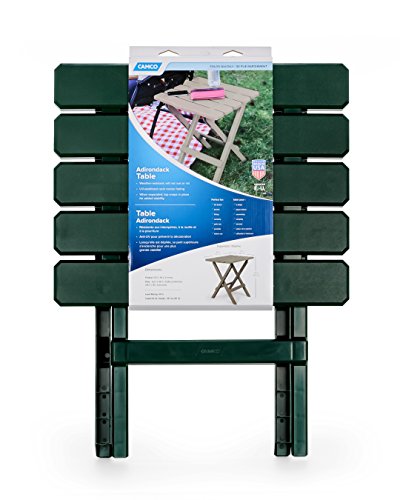 Camco 51691 Green Large Adirondack Portable Outdoor Folding Side Table, Perfect for The Beach, Camping, Picnics, Cookouts and More, Weatherproof and Rust Resistant
