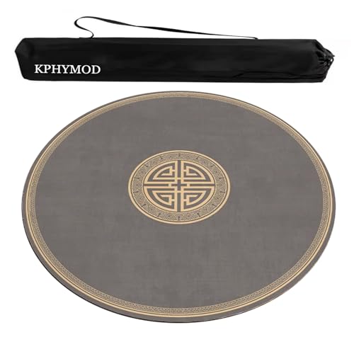 Brown Round Mahjong Mat with Carrying Bag, Anti Slip Noise Reduction Poker Card Board Tile Games Polyester Table Cover(Brown-3,33.46x33.46 in) - color: Brown-3, size: 33.46x33.46 in