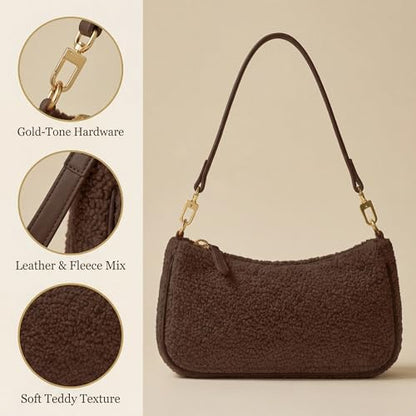 VODIU Clutch Tote Handbags with 2 Removable Straps and Zipper Closure Crossbody Bags Shoulder Purse Handbag for Women - color: Yg-brown
