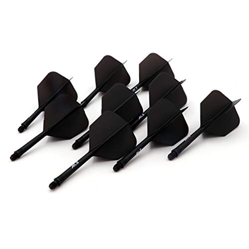 CUESOUL 3 Sets Integrated Dart Shaft and Flights,Dart Shaft Length 21mm/28mm/33mm - color: Shaft Length 21mm+28mm+33mm-Big Wing Shape-All Black