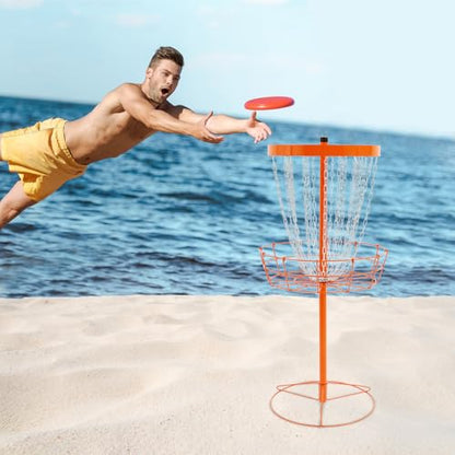 Disc Golf Training Stand, Portable 24 Chain Portable Disc Golf Target with Basket Professional Disc Golf Training Basket Practice Set for Outdoor Backyards, Parks, Campsites