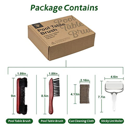 Adhafera Pool Table Brush Cleaner Kit, Brush Made of Pure Solid Wood and Nylon Bristle, Snooker Accessories for Snooker Table - color: Burgundy-4-tool