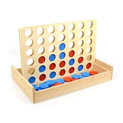 4 in a Row Wooden Board Game Foldable Line Up 4 Classic Family Toy Educational Toy For Kids and Family