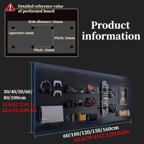 FORRTY Pegboard Combination Kit, Gaming Station Peg Board,Wall Game Controller Holder,Headset Stand,Wall Mount Pegboard,desk Pegboard With 10 Hook,strong Load-bearing Capacity(White,100x30cm(39.4X11.8 - color: White, size: 100x30cm(39.4X11.8in)